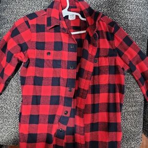 GAP Red and Black Plaid Kids Button Down Shirt